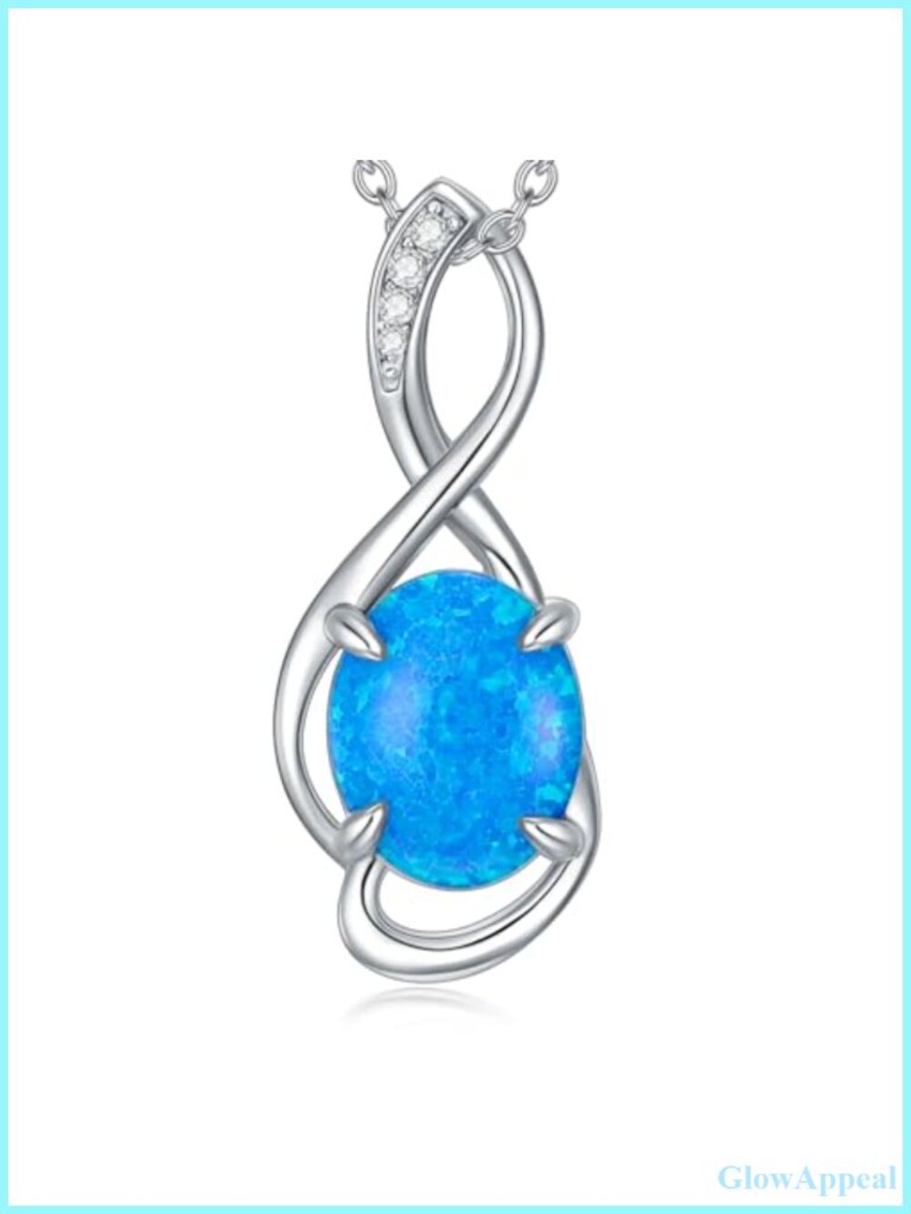 Infinity Oval Opal Pendant Necklace 925 Sterling Silver Hypoallergenic Women's